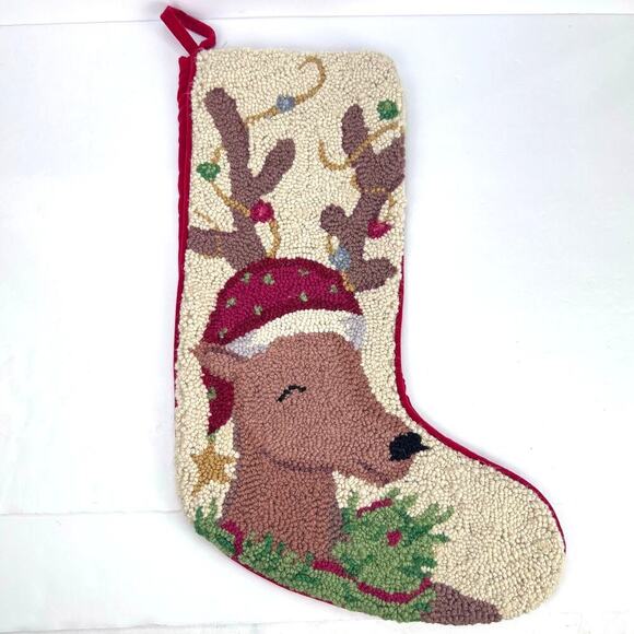 2 NEEDLEPOINT Peking Handicraft Wool Reindeer & Snowman Christmas Stockings - Picture 6 of 12